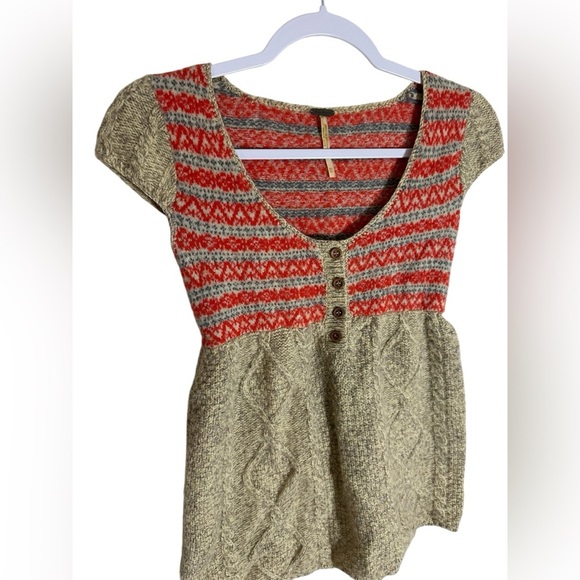 Free People | Fair Isle Wool Cap Sleeve Sweater | Size XS - Picture 3 of 5